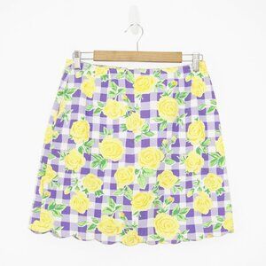 Vintage 90s Lilly Pulitzer Yellow Blue Rose Mini Skirt S Read
